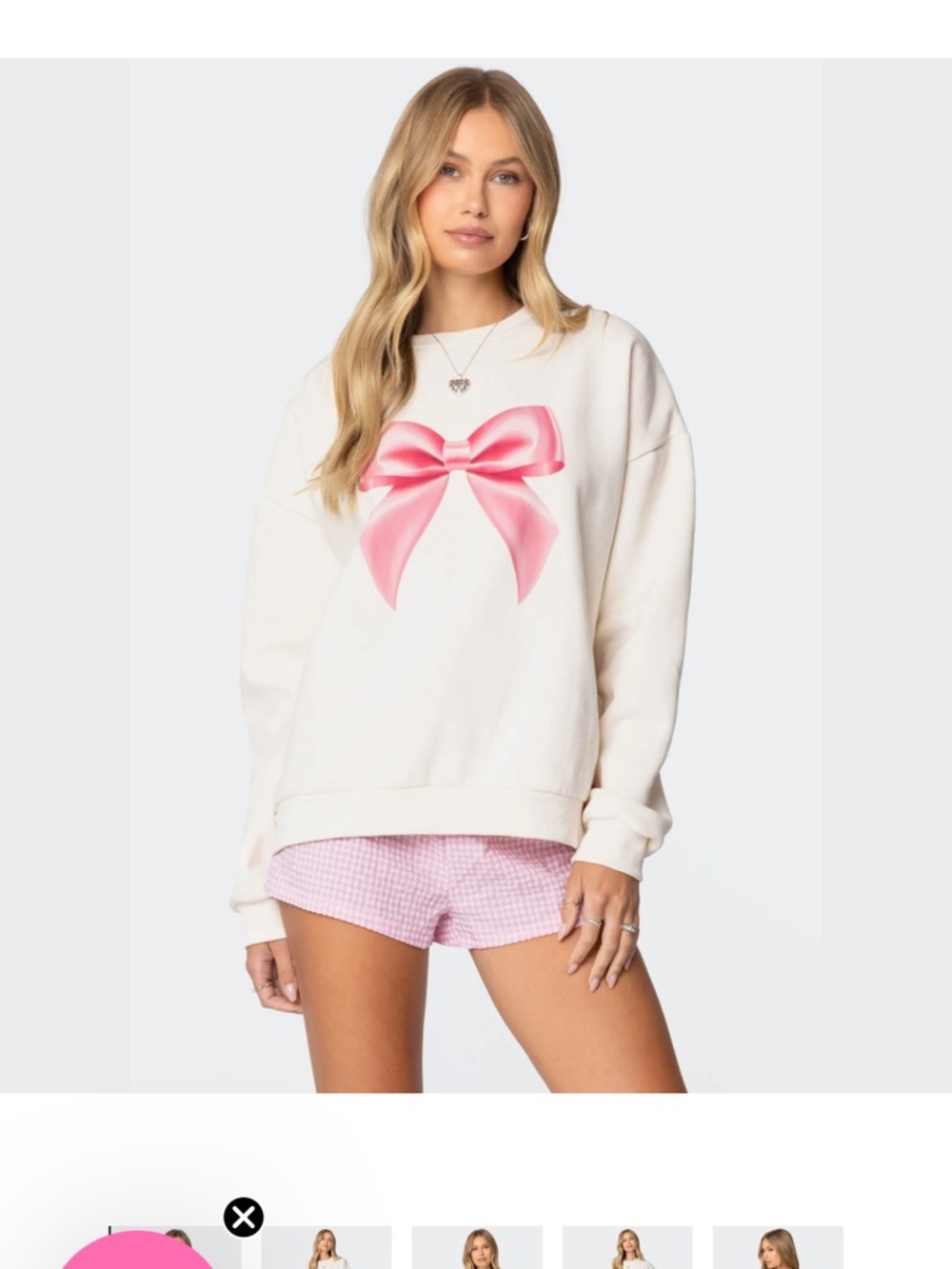 Edikted Bow Brat Printed Sweatshirt - NWT Size Small